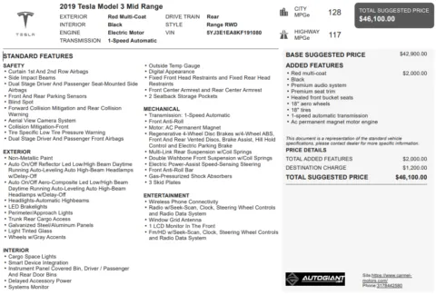 Another view of 2019 Tesla Model 3 Mid Range for sale in Fishers, IN at AutoGiant USA Fishers