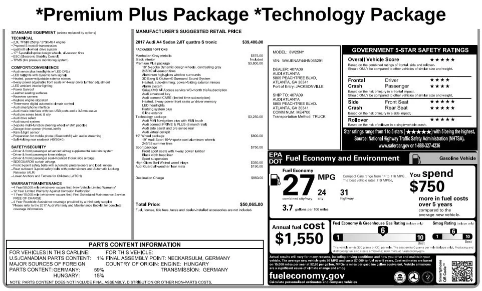 2017 Audi A4 2.0T Premium Plus for sale in Fishers, IN