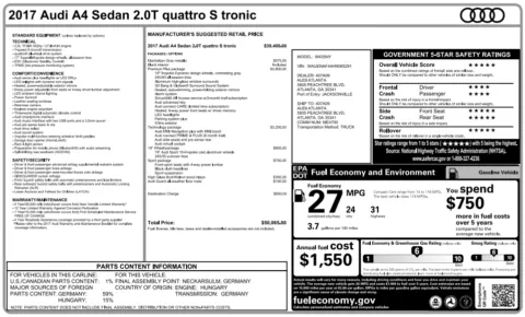 Another view of 2017 Audi A4 2.0T Premium Plus for sale in Fishers, IN at AutoGiant USA Fishers