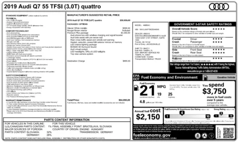 Another view of 2019 Audi Q7 55 SE Premium Plus for sale in Fishers, IN at AutoGiant USA Fishers