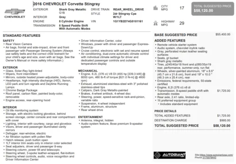 Another view of 2016 Chevrolet Corvette Stingray for sale in Fishers, IN at AutoGiant USA Fishers