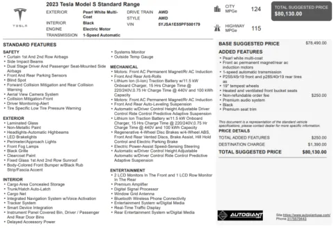 Another view of 2023 Tesla Model S Standard Range for sale in Fishers, IN at AutoGiant USA Fishers