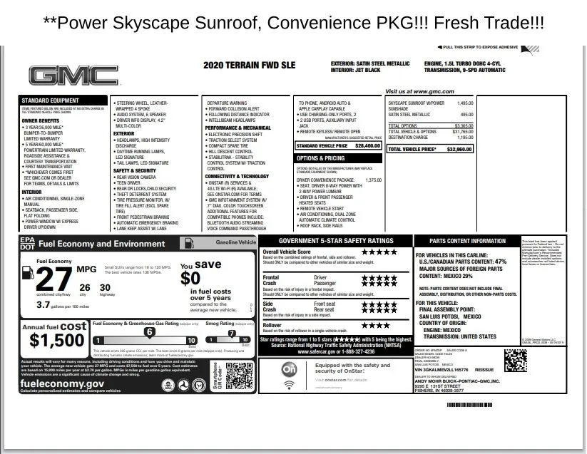 2020 GMC Terrain SLE for sale in Fishers, IN