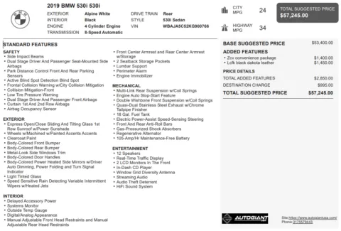 Another view of 2019 BMW 5 Series 530i for sale in Fishers, IN at AutoGiant USA Fishers