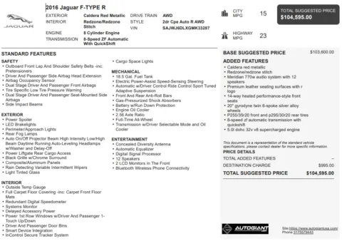 Another view of 2016 Jaguar F-TYPE R for sale in Fishers, IN at AutoGiant USA Fishers
