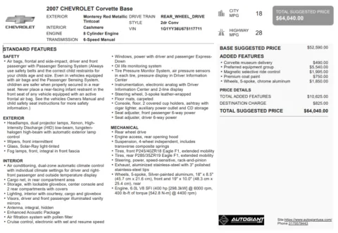 Another view of 2007 Chevrolet Corvette for sale in Fishers, IN at AutoGiant USA Fishers