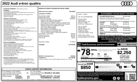 Another view of 2022 Audi e-tron Premium Plus for sale in Fishers, IN at AutoGiant USA Fishers