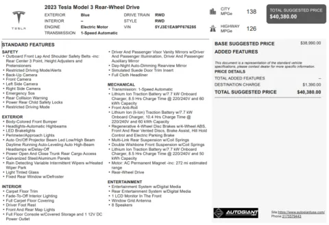 Another view of 2023 Tesla Model 3 for sale in Fishers, IN at AutoGiant USA Fishers