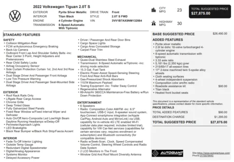 Another view of 2022 Volkswagen Tiguan 2.0T S for sale in Fishers, IN at AutoGiant USA Fishers