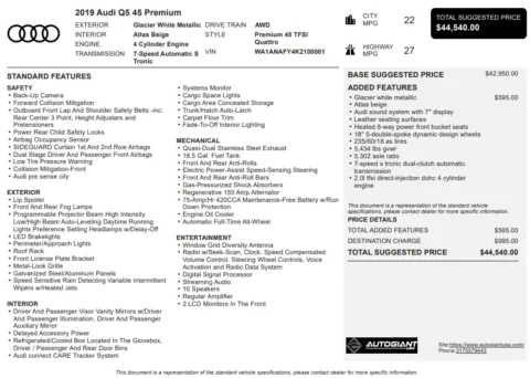 Another view of 2019 Audi Q5 2.0T Premium for sale in Fishers, IN at AutoGiant USA Fishers