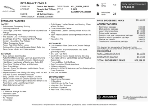 Photos of 2019 Jaguar F-PACE S for sale in Fishers, IN at AutoGiant USA Fishers