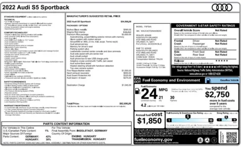 Another view of 2022 Audi S5 Sportback Premium Plus for sale in Fishers, IN at AutoGiant USA Fishers