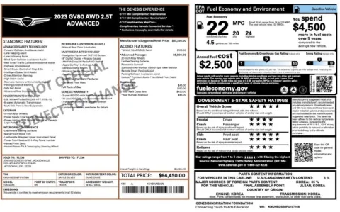 Another view of 2023 Genesis GV80 2.5T for sale in Fishers, IN at AutoGiant USA Fishers