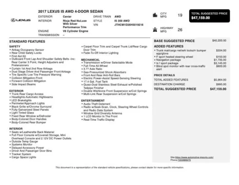 Photos of 2017 Lexus IS 300 for sale in Denver, CO at Automotive Imports Sales & Service