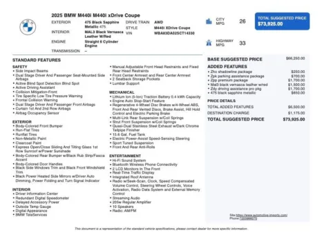 Photos of 2025 BMW 4 Series M440i xDrive for sale in Denver, CO at Automotive Imports Sales & Service