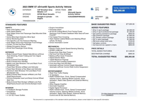 Photos of 2023 BMW X7 xDrive40i for sale in Denver, CO at Automotive Imports Sales & Service