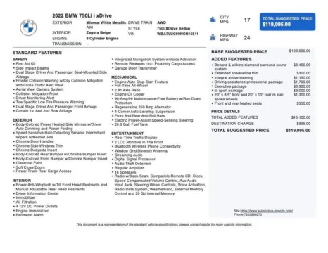 Photos of 2022 BMW 7 Series 750i xDrive for sale in Denver, CO at Automotive Imports Sales & Service