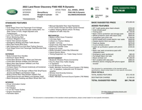 Photos of 2022 Land Rover Discovery HSE R-Dynamic for sale in Denver, CO at Automotive Imports Sales & Service