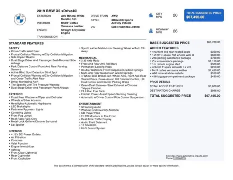 Photos of 2019 BMW X5 xDrive40i for sale in Denver, CO at Automotive Imports Sales & Service