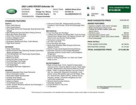 Photos of 2024 Land Rover Defender V8 for sale in Denver, CO at Automotive Imports Sales & Service