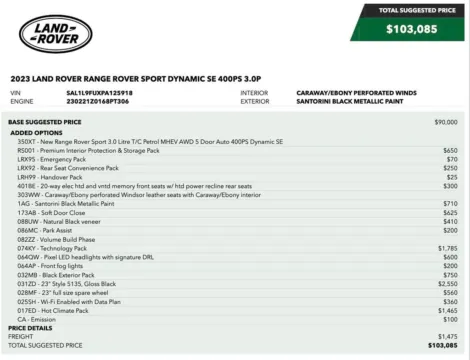 Photos of 2023 Land Rover Range Rover Sport SE Dynamic for sale in Denver, CO at Automotive Imports Sales & Service