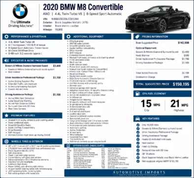 Photos of 2020 BMW M8 for sale in Denver, CO at Automotive Imports Sales & Service
