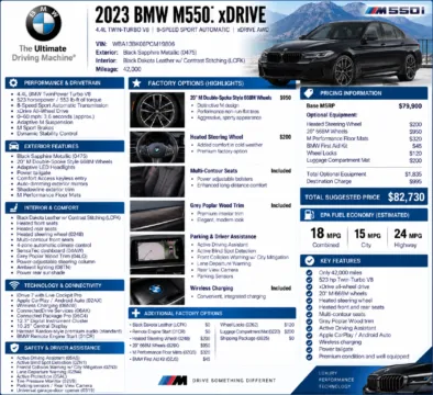 Photos of 2023 BMW 5 Series M550i xDrive for sale in Denver, CO at Automotive Imports Sales & Service