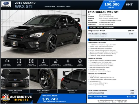 Photos of 2015 Subaru Impreza WRX STi for sale in Denver, CO at Automotive Imports Sales & Service
