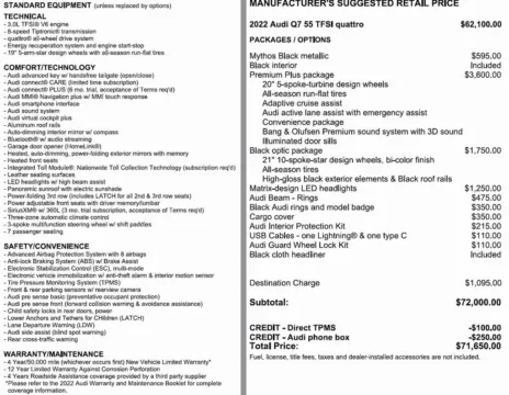 Another view of 2022 Audi Q7 Premium Plus for sale in Denver, CO at Automotive Imports Sales & Service