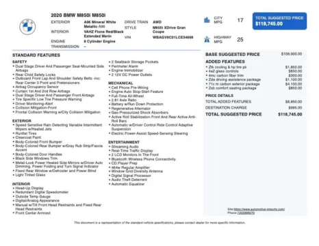 Photos of 2020 BMW 8 Series M850i for sale in Denver, CO at Automotive Imports Sales & Service