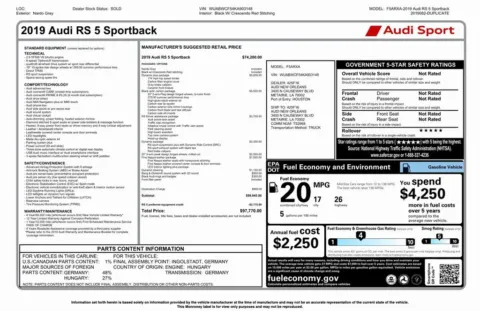 Photos of 2019 Audi RS 5 Sportback 2.9T for sale in Denver, CO at Automotive Imports Sales & Service