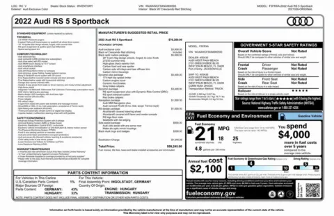 Photos of 2022 Audi RS 5 Sportback 2.9T for sale in Denver, CO at Automotive Imports Sales & Service