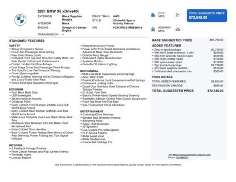 Photos of 2021 BMW X5 xDrive40i for sale in Denver, CO at Automotive Imports Sales & Service