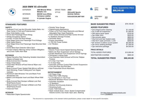 Photos of 2020 BMW X5 xDrive50i for sale in Denver, CO at Automotive Imports Sales & Service