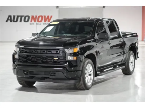 Black 2022 Chevrolet Silverado 1500 Crew Cab Custom Pickup 4D 5 3/4 ft for sale in Indio, CA