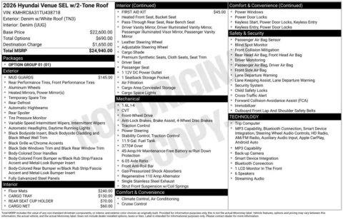Photos of 2026 Hyundai Venue SEL for sale in Wentzville, MO at Clement Hyundai