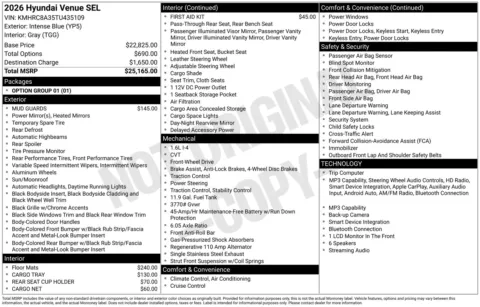 Photos of 2026 Hyundai Venue SEL for sale in Wentzville, MO at Clement Hyundai