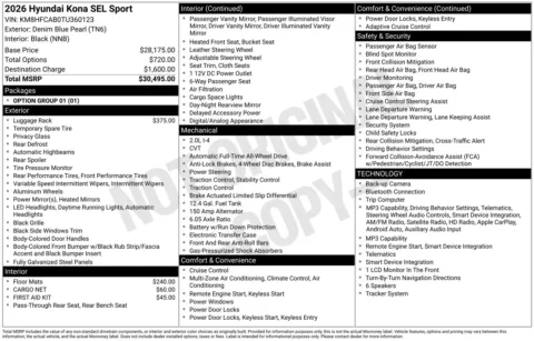 Photos of 2026 Hyundai Kona SEL Sport for sale in Wentzville, MO at Clement Hyundai