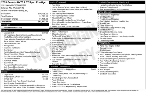 Photos of 2026 Genesis GV70 2.5T Sport Prestige for sale in Wentzville, MO at Clement Hyundai