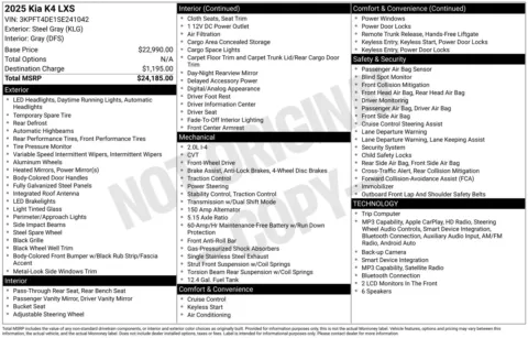 Photos of 2025 Kia K4 LXS for sale in Wentzville, MO at Clement Hyundai