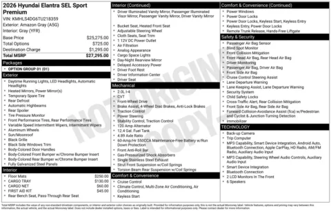 Photos of 2026 Hyundai Elantra SEL Sport for sale in Wentzville, MO at Clement Hyundai