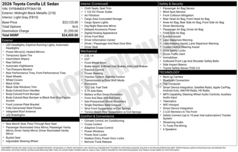 Photos of 2026 Toyota Corolla LE for sale in Wentzville, MO at Clement Hyundai
