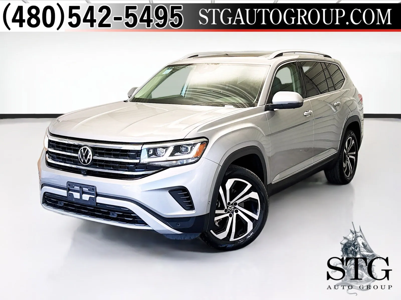 Silver 2021 Volkswagen Atlas 3.6L V6 SEL Premium for sale in Chandler, AZ