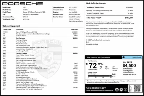 Black 2023 Porsche Taycan Sport Turismo GTS Wagon 4D for sale in Wahoo, NE