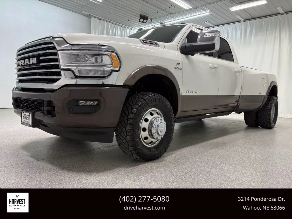 White 2024 Ram 3500 Crew Cab Longhorn Pickup 4D 8 ft for sale in Wahoo, NE