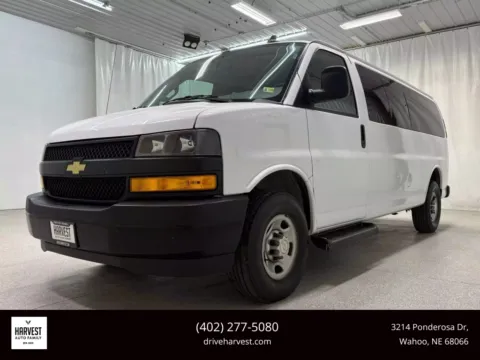 White 2022 Chevrolet Express 3500 Passenger LS Extended Van 3D for sale in Wahoo, NE