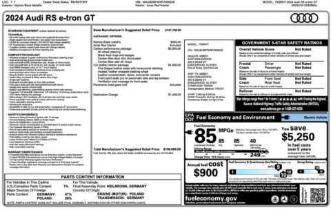 Photos of 2024 Audi RS e-tron GT for sale in Miramar, FL at Auto Trust USA