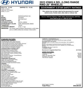 Another view of 2023 Hyundai IONIQ 6 SEL for sale in Miramar, FL at Auto Trust USA
