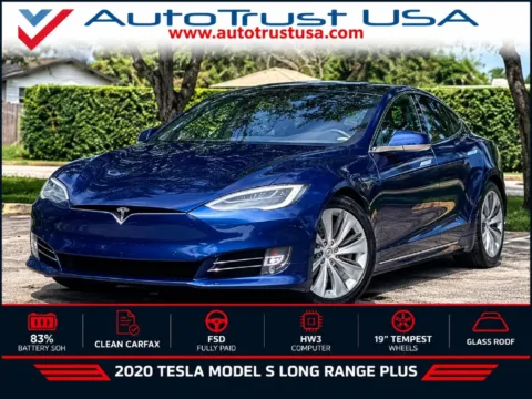 Blue 2020 Tesla Model S Long Range Plus for sale in Miramar, FL
