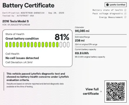 Photos of 2016 Tesla Model S 85D for sale in Miramar, FL at Auto Trust USA
